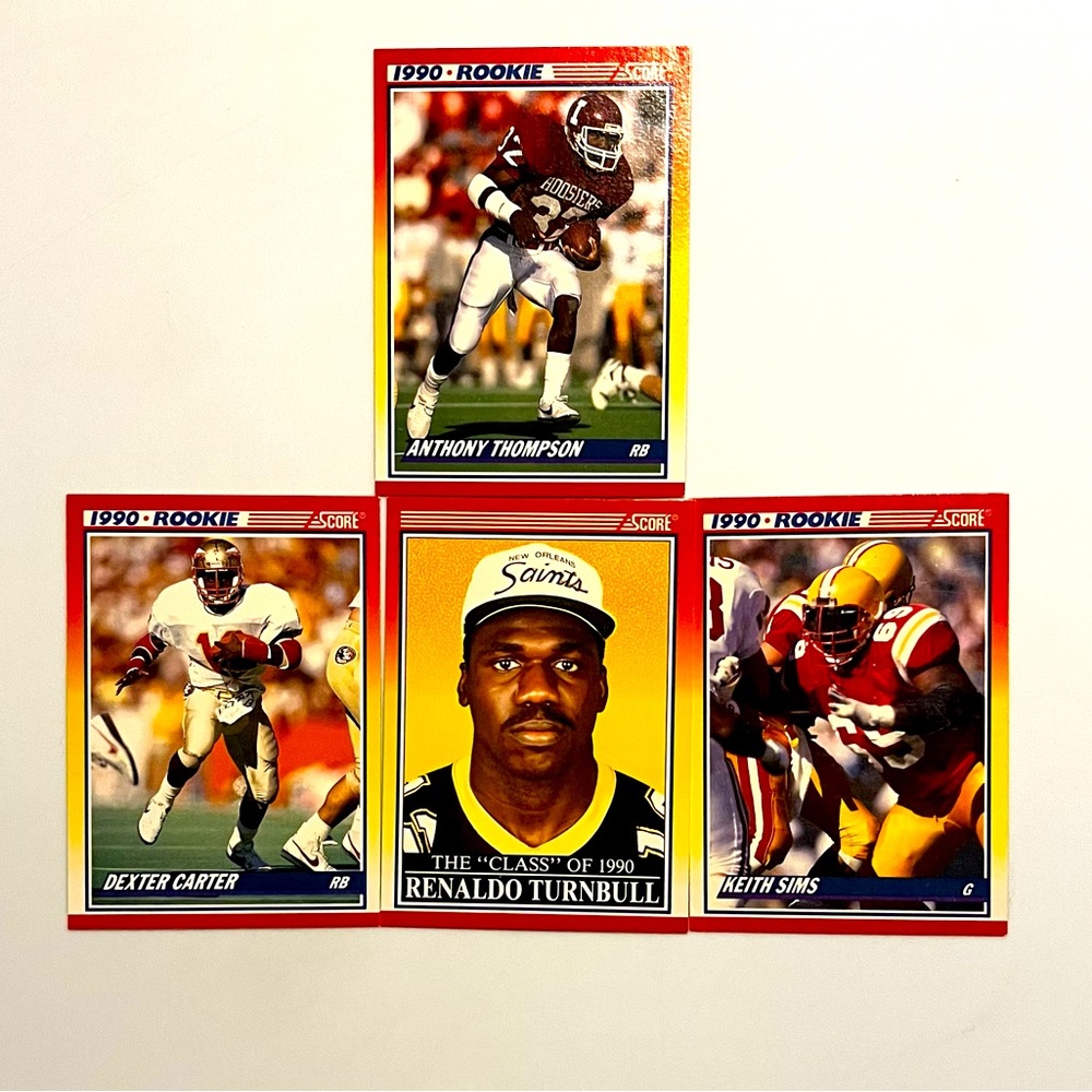1990 SCORE NFL ROOKIE FOOTBALL TRADING CARDS - 4 COUNT - VINTAGE